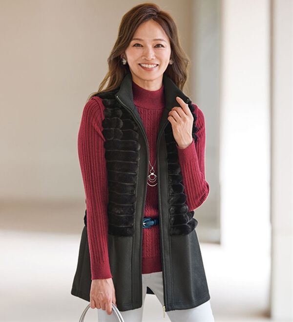 BELLUNA（ベルーナ）の「エコファー切替デザインベスト（ベスト）」｜黒