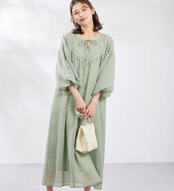 タグ付き　nui mond カフタンワンピース ボリュームスリーブカフタンワンピース - ベルーナ【公式】