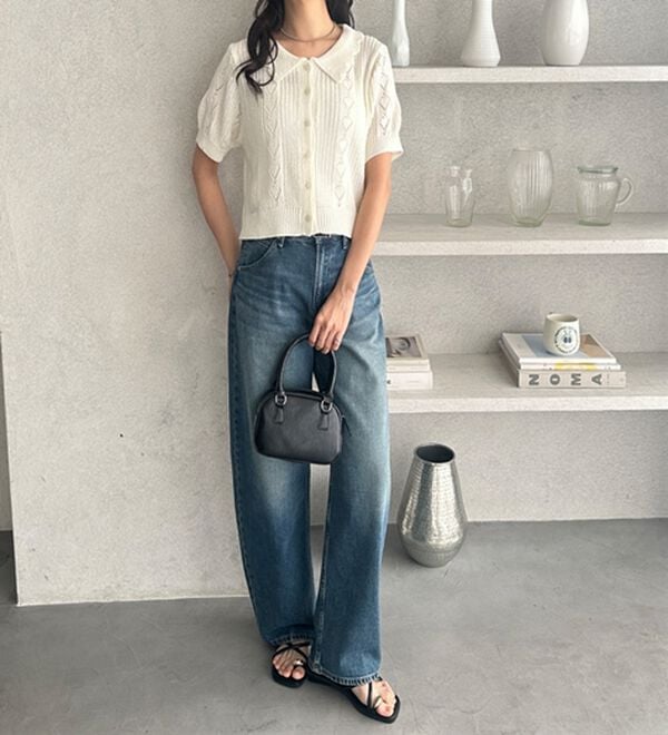 GeeRA（ジーラ）の「透かし編みポロ衿ニット（ニット・セーター）」｜詳細画像