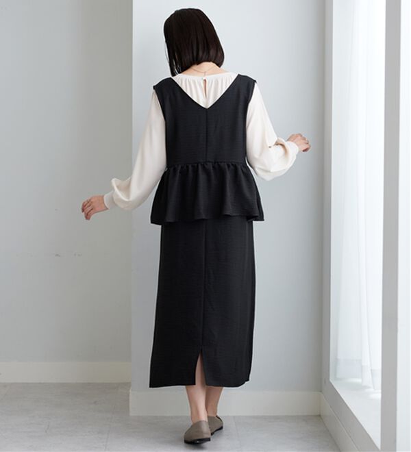 BELLUNA（ベルーナ）の「体型カバー！ペプラムジャンパースカート（ジャンパースカート）」｜詳細画像