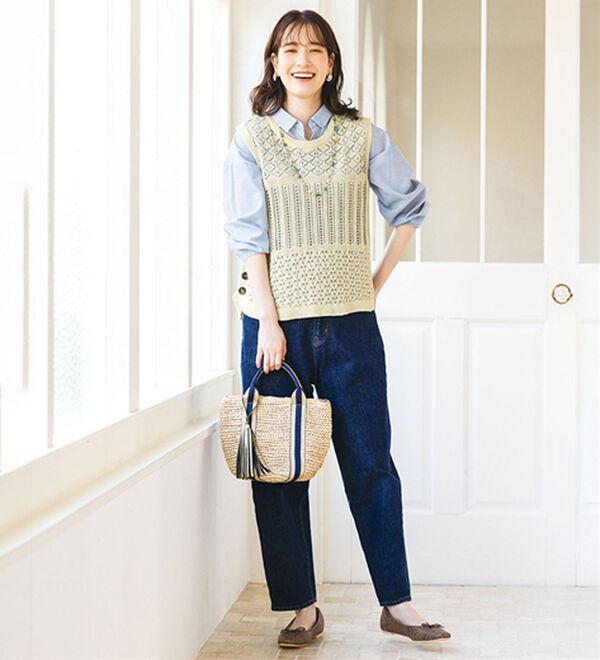 ルフラン（ルフラン）の「【２色組】編地ニットベスト（ベスト）」｜詳細画像