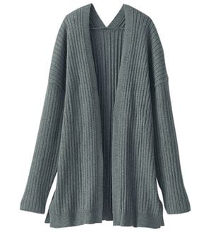 BELLUNA（ベルーナ）の「ハピネスコットン１００％ニットリブトッパーカーディガン（ニットカーディガン）」｜杢チャコール