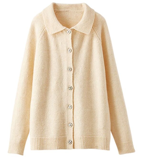 BELLUNA（ベルーナ）の「ふんわり衿付ニットカーディガン（ニットカーディガン）」｜詳細画像