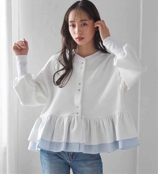 RANAN（ラナン）の「フリルぺプラムショートカーデ（パーカー）」｜詳細画像