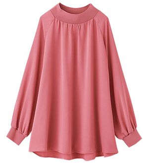 BELLUNA（ベルーナ）の「リブ切替ドレープデザインブラウス（ブラウス）」｜ピンク