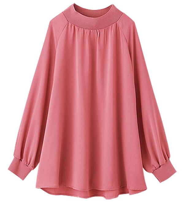 BELLUNA（ベルーナ）の「リブ切替ドレープデザインブラウス（ブラウス）」｜ピンク