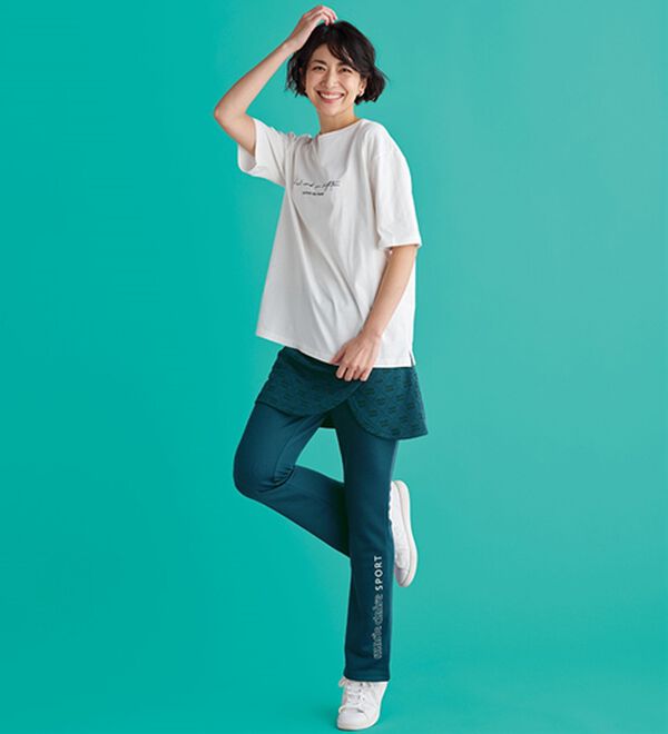 marie claire SPORT】スカート付ジャージパンツ