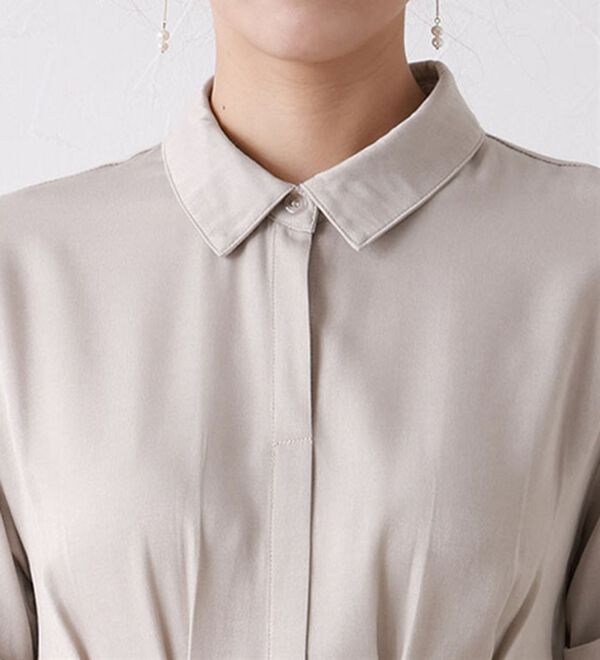 Pierrot（ピエロ）の「上品見えウエストタックシャツワンピース（カットソーワンピース）」｜詳細画像