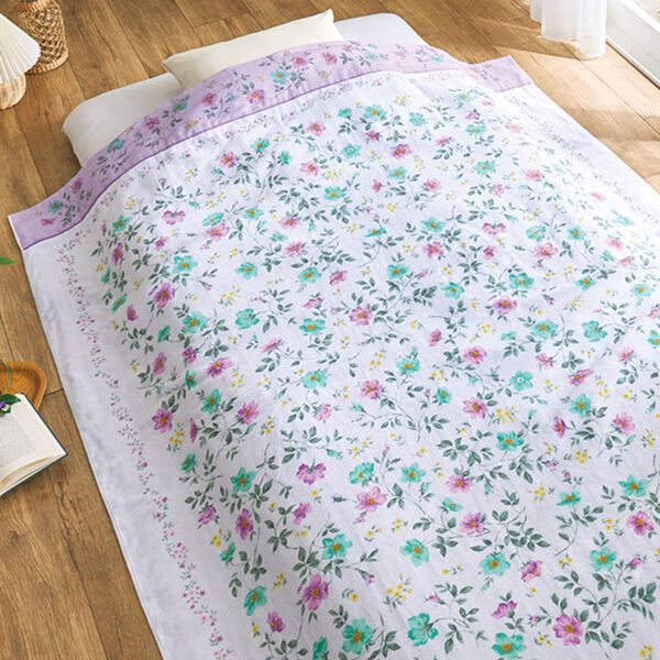 「今治産ガーゼ＆パイル二重織タオルケット（肌掛布団・タオルケット）」｜パープル