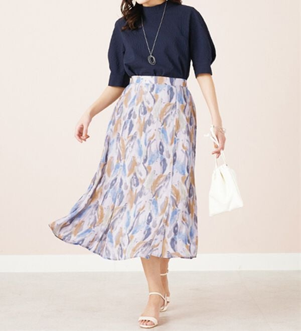 BELLUNA（ベルーナ）の「シフォン素材プリント使いスカート（ロングスカート）」｜詳細画像
