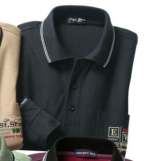 「選べるブランド長袖ポロシャツ（メンズポロシャツ）」｜ブラック(抗菌)