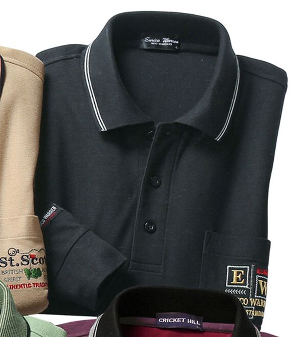 「選べるブランド長袖ポロシャツ（メンズポロシャツ）」｜ブラック(抗菌)