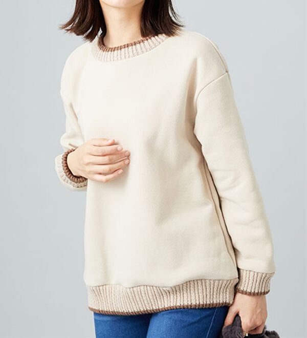 BELLUNA（ベルーナ）の「裏起毛素材ニット切替プルオーバー（カットソー）」｜詳細画像