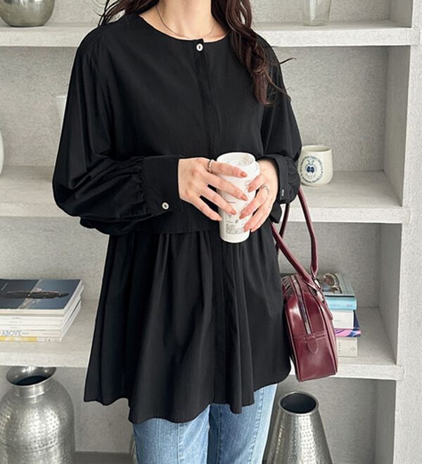 GeeRA（ジーラ）の「羽織にもなる！ペプラムシャツチュニック（チュニック）」｜詳細画像