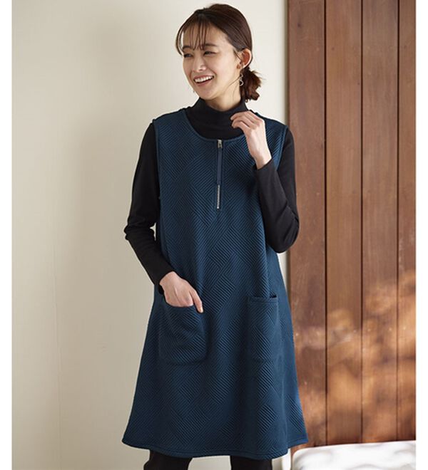 BELLUNA（ベルーナ）の「【２枚組】ジップデザインジャカードジャンパースカート（ジャンパースカート）」｜詳細画像