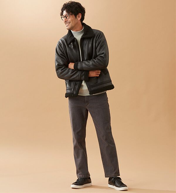 「裏ボアレザー調ジャケット（メンズジャケット）」｜詳細画像