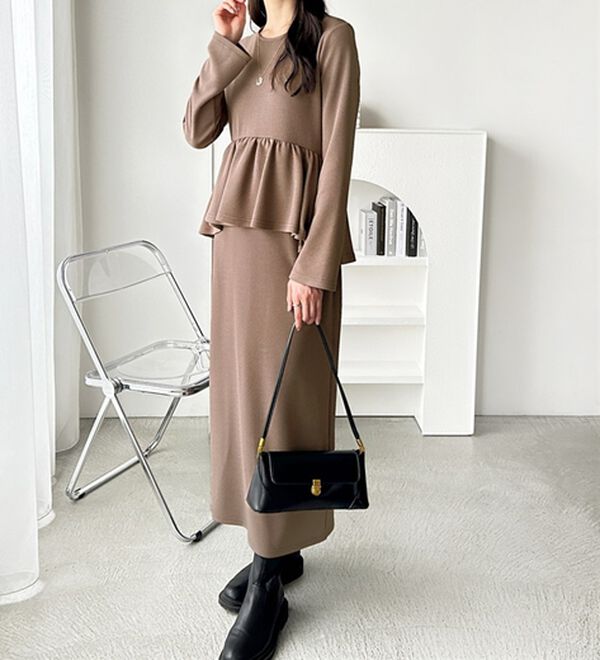 GeeRA（ジーラ）の「楽ちん！ペプラムデザインワンピース（カットソーワンピース）」｜詳細画像