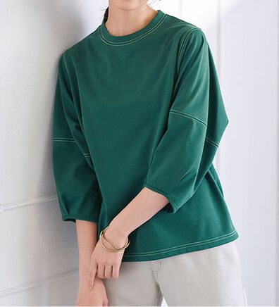 BELLUNA（ベルーナ）の「ヒンヤリ！袖デザイン配色ステッチプルオーバー（カットソー）」