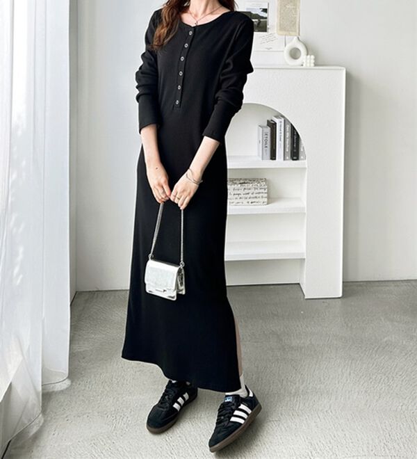 GeeRA（ジーラ）の「全骨格対応！前後2WAY細見えリブワンピース（カットソーワンピース）」｜詳細画像