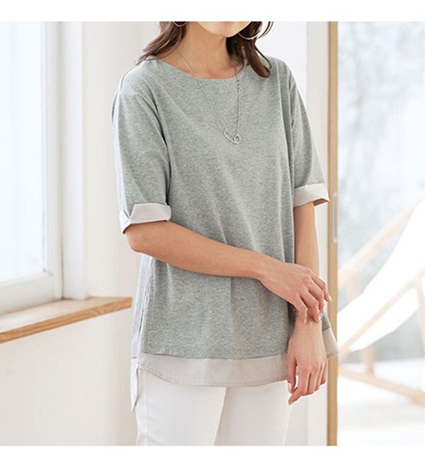 BELLUNA（ベルーナ）の「抗菌防臭汗じみ対策重ね着風プルオーバー（カットソー）」｜詳細画像