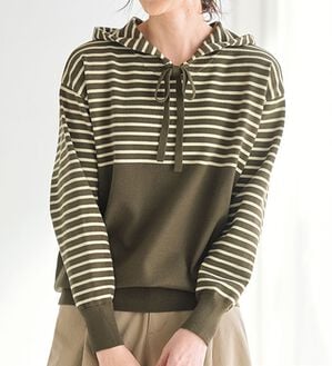 BELLUNA（ベルーナ）の「ゆるっとかわいいボーダーニットパーカー（ニット・セーター）」｜詳細画像