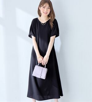 alotta（アロッタ）の「【接触冷感】袖タックゆるワンピース（カットソーワンピース）」｜ダークネイビー