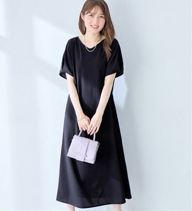alotta（アロッタ）の「【接触冷感】袖タックゆるワンピース（カットソーワンピース）」