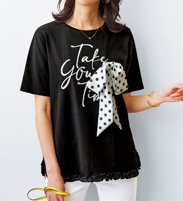 BELLUNA（ベルーナ）の「リボンモチーフ裾フリルプルオーバー（Tシャツ）」｜詳細画像