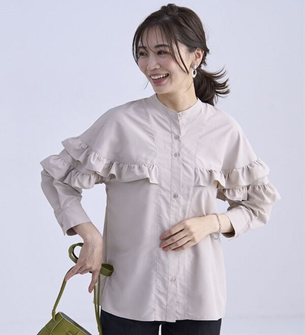 BELLUNA（ベルーナ）の「シャカ伸び！はっ水ティアードフリルブラウス（ブラウス）」｜詳細画像