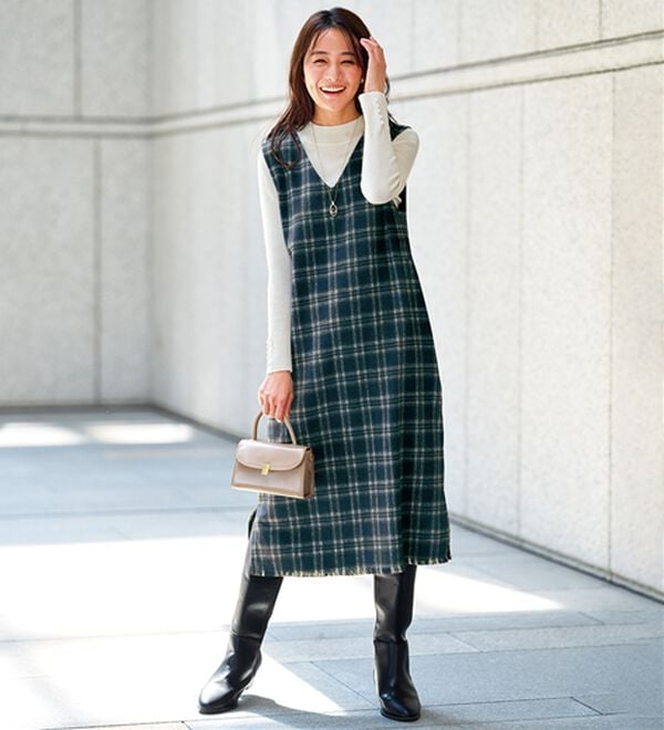 BELLUNA（ベルーナ）の「ポケット付！ふんわり起毛素材ジャンパースカート（ジャンパースカート）」｜詳細画像