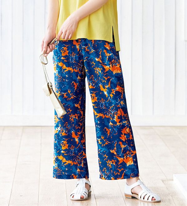 VINNO（ヴィノ）の「ニュアンスプリントイージーワイドパンツ（ワイドパンツ・ガウチョ）」｜詳細画像