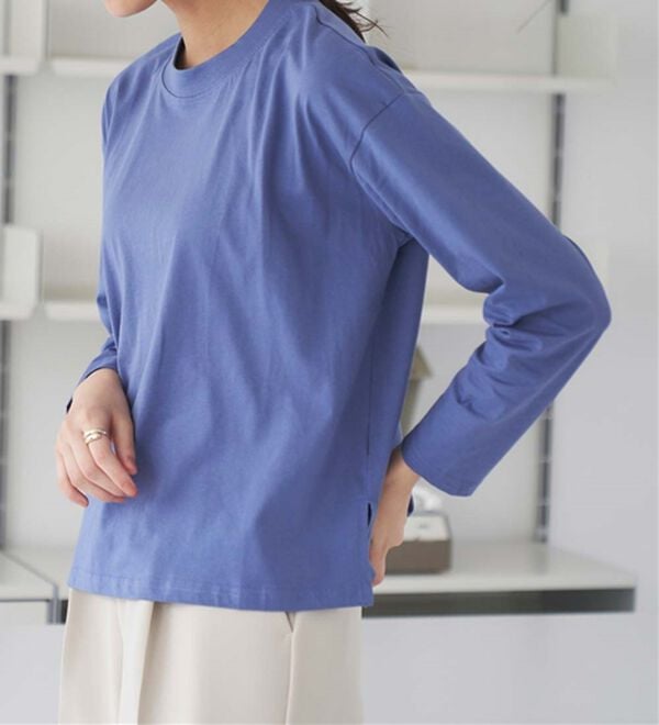 RANAN（ラナン）の「【選べる袖丈】ひんやり！＜BC＞綿100％プチハイネックＴシャツ（カットソー）」｜詳細画像