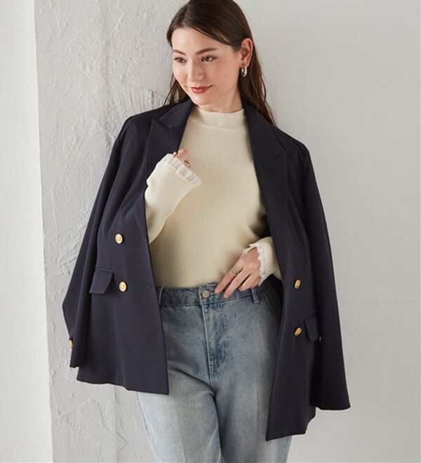 RANAN（ラナン）の「洗える！ゴールド調ボタンWテーラードジャケット（テーラードジャケット）」｜詳細画像
