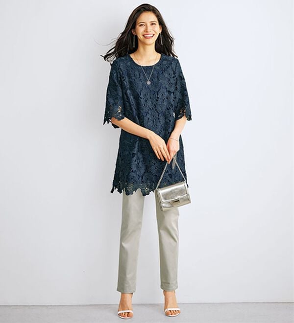 花柄モチーフレースチュニック - ベルーナ【公式】