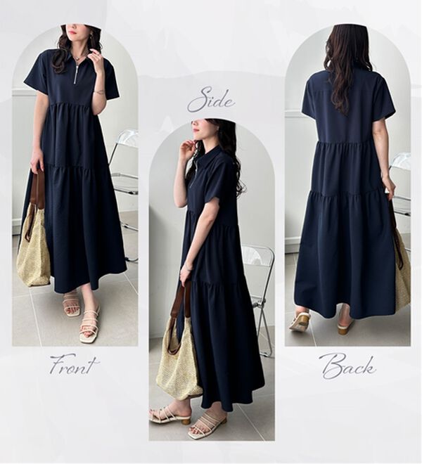 GeeRA（ジーラ）の「サッカーティアードハーフジップワンピース（その他ワンピース）」｜詳細画像