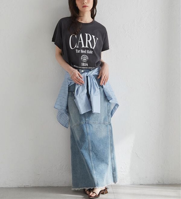 RANAN（ラナン）の「【汗シミ防止】カレッジロゴプリントＴ（Tシャツ）」｜詳細画像