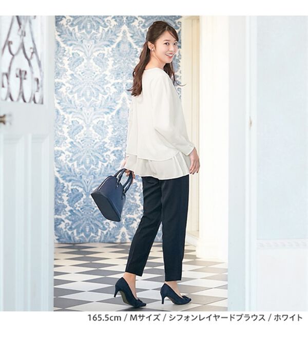 alotta（アロッタ）の「【３ｔｙｐｅから選べる】機能付きフォーマルブラウス（ブラウス）」｜ｼﾌｫﾝﾚｲﾔｰﾄﾞﾌﾞﾗｳｽ ｵﾌﾎﾜｲﾄ