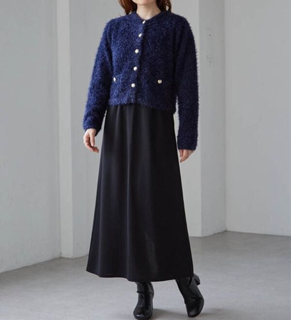 RANAN（ラナン）の「ゴールド調ボタンラメシャギーカーディガン（ニットカーディガン）」｜詳細画像