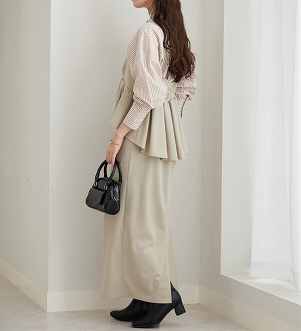 GeeRA（ジーラ）の「楽ちん！ペプラムキャミワンピース（カットソーワンピース）」｜詳細画像