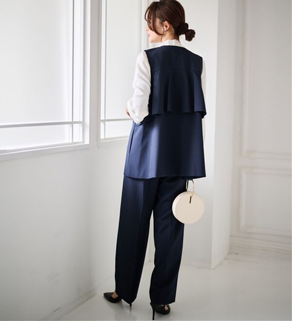 RANAN（ラナン）の「【２点セット】洗える！多機能バックフリルベストセットアップ（パンツスーツ）」｜詳細画像