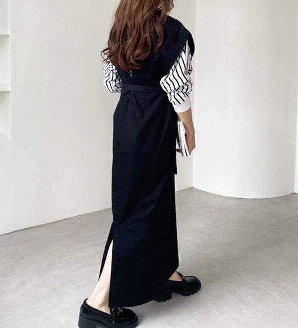 GeeRA（ジーラ）の「ベルト付Ｖネックジャンスカ（ジャンパースカート）」｜詳細画像