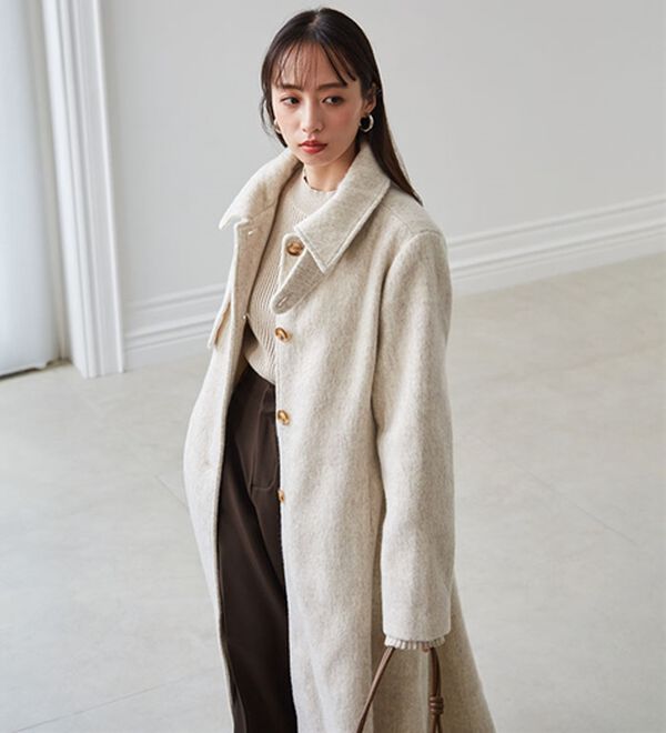 RANAN（ラナン）の「2WAYフレアーステンカラーシャギーコート（ロングコート）」｜詳細画像