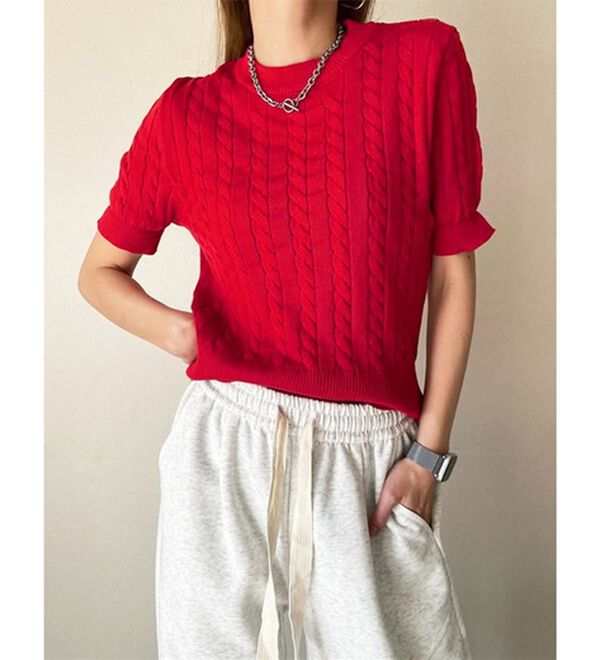 GeeRA（ジーラ）の「ケーブル編みニットトップス（ニット・セーター）」｜詳細画像