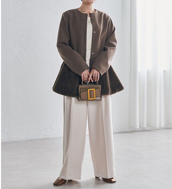 RANAN（ラナン）の「ペプラムファー切替コート（ハーフコート）」｜詳細画像