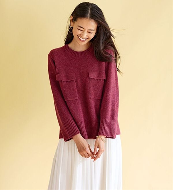 BELLUNA（ベルーナ）の「ポケット付ゆったりショートセーター（ニット・セーター）」｜詳細画像