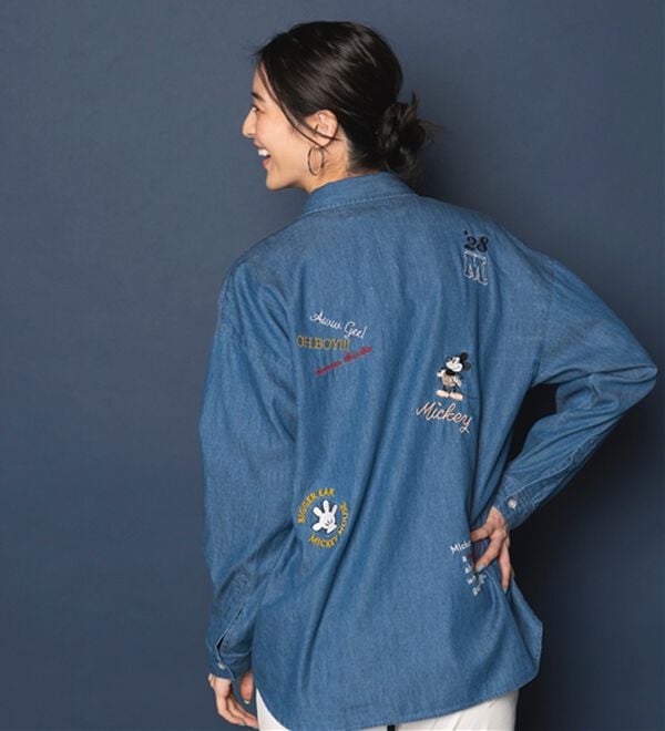 BELLUNA（ベルーナ）の「＜Ｄｉｓｎｅｙ＞【ミッキー】飛ばし刺しゅうデニムシャツジャケット（シャツ）」｜詳細画像