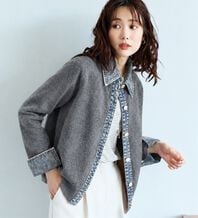BELLUNA（ベルーナ）の「デニム&times;ニット切替ジャケット（その他ジャケット）」