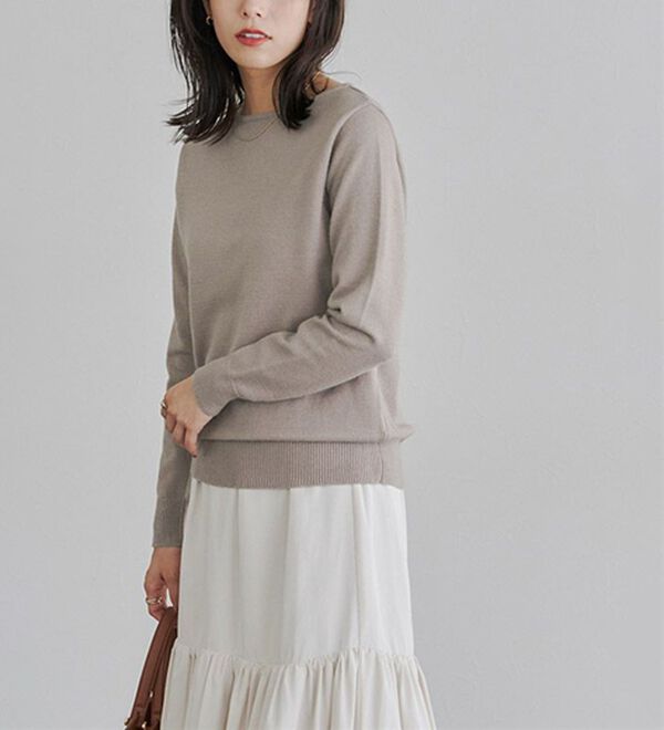 Pierrot（ピエロ）の「【Ｓ～３Ｌ】ネックが選べるプレミアムカシミヤタッチニット（ニット・セーター）」｜詳細画像