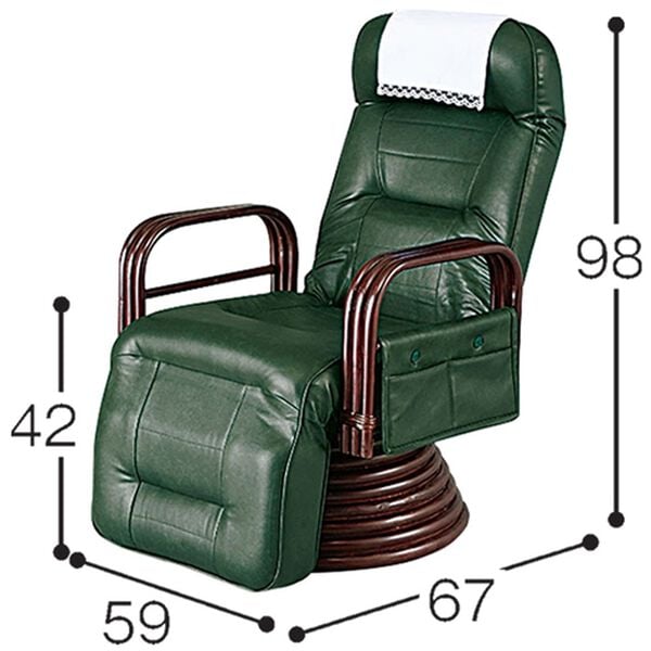 「ヘッドリクライニング付籐回転座椅子２（椅子・チェア・スツール）」｜詳細画像