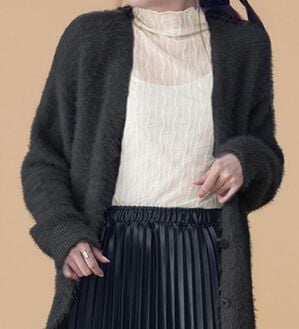 BELLUNA（ベルーナ）の「ふんわりシャギー素材ニットカーディガン（ニットカーディガン）」｜詳細画像